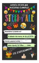 Emojis Invitación Digital Tarjeta Cumple Whatsapp Imprimible