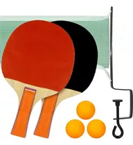 Kit Ping Pong Tênis De Mesa - 2 Raquetes + 3 Bolas + 1 Rede