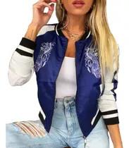 Campera Mujer Bomber Bordada Importada