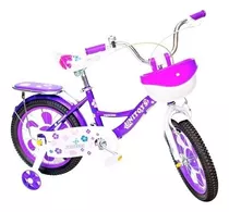 Bicicleta Infantil Aro 16  Princess Roxa Com Banco Carona