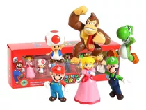 Coleção Action Figure Super Mario 6 Bonecos Na Caixa