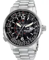 Reloj Citizen Bj7000-52e Nighthawk Eco-drive Aviator Pilot, Color Plata, Bisel, Color Plateado, Fondo Negro