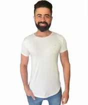 Camiseta Zip Off Masculina Gola Canoa Branca/preta Longline 