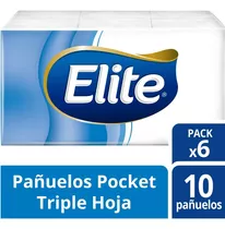 Elite Pañuelos Pocket Triple Hoja 6 Paquetes 10 Unid