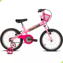 Bicicleta Infantil Kids Aro 16 Rosa Bike Menina Com Rodinha