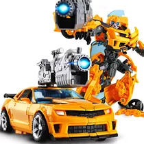 Carro Vira Robo Transformers Bumblubee Camaro Amarelo