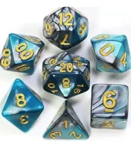 Conjunto De Dados Para Rpg Com Sete Dados Turquesa Com Cinza