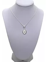 Conjunto Cadena Con Medalla Virgen Milagrosa De Plata .