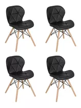 Kit 4 Cadeiras Estofadas Charles Eames Eiffel Slim Confort Cor Preto Cor Da Estrutura Da Cadeira Preto