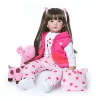 Bebé Reborn Muñeca Silicona Suave 60cm Pelo Largo Jirafa