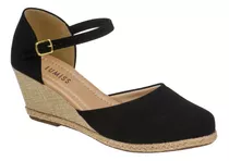 Sandalia Feminina Anabela Espadrile Salto Medio | S02.ana-m3