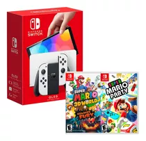 Nintendo Switch Oled Blanco + 3d World Bowsers + Mario Party