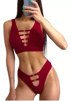 Malla Maya Mujer Bikini Colaless Corpiño Tazas Desmontables 