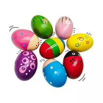 Paquete De 8 Huevos Shakers De Pascua De Madera, Instru...