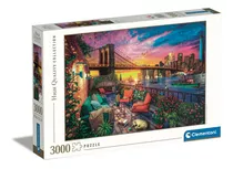 Quebra-cabeças Do Pôr Do Sol Na Varanda Manhattan Nova York 3000 Pz Clementoni Itália Nova York Dominic Davison Brooklyn Bridge River East River Flowers