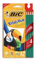 Lápices De Colores Bic Evolution 12 Colores + 4 Lápices Mina