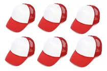 Pack 6 Gorros Jockey Para Sublimación Estampar Unisex Rojo