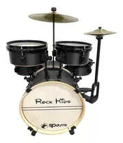 Bateria Musical De Brinquedo Rmv Rock Kids Com Chimbal Preto