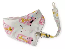 Set Baberos Bandana Con Toalla Bebes + Portachupete Bebe 