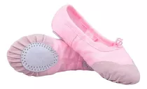 Zapatillas Media Punta Lona Y Gamuza Ballet Niña Color Rosa