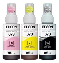 Kit 3 Refis De Tinta Original T673 Epson L800 L805 L810 L850