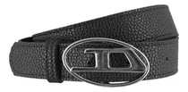 Cinto Hebilla Diesel Negro Mujer Croco Charol