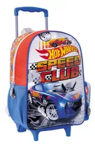 Mochila 12 Hot Wheels Speed Club Con Carro Azul