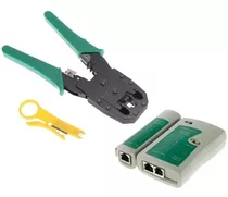 Combo Crimpeadora + Pelacable + Tester De Red Utp Rj45 