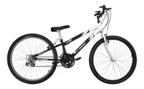 Bicicleta Bike Aro 26 Rebaixada Bicolor V-brake 18 Marchas Cor Cinza Fosco - Branco