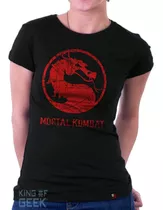 Camiseta Baby Look Mortal Kombat Raiden Liu Kang Scorpion