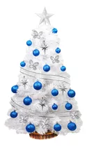 Arbolito Navidad Xl Blanco 1mt C/ Kit 30 Pzas Azul - Sheshu Color Blanco + Kit Azul