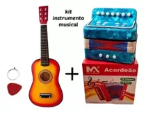 Kit Instrumento Musical Infantil Acordeon + Violão Acústico 
