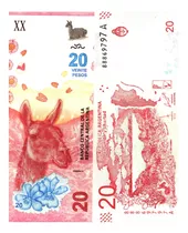 Billete De Argentina 20 Pesos Nvo Sin Circular, 2020 Guanaco