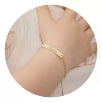 Pulsera Nombre Personalizado Niños Plata Enchapada Oro 18k