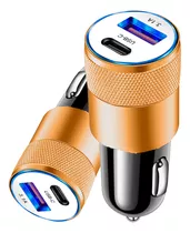 Adaptador Carregador De Celular Carro Celta Usb-c Dourado