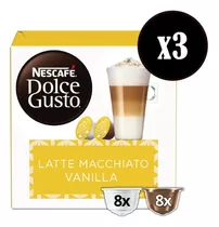 Capsulas Café Latte Macchiato Vainilla X3 Cajas De 16u