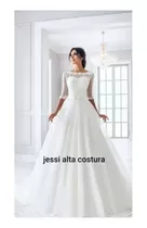 Vestido De Novia Mangas 3/4 Jessi Alta Costura Caseros