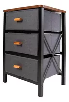 Comoda Cajonera 3 Cajones De Tela Mueble Organizador Madera Color Negro