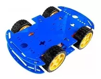 Kit Chassi 4wd Rodas Robótica Carro Robô Arduino - Azul Nfe