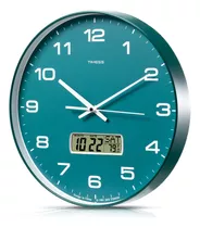 Timess Reloj De Pared Con Calendario, Esfera Verde De 14 Pul