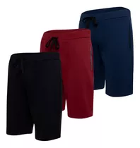 Kit 3 Shorts Masculino Bermudas Moletom Básica Academia