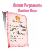 100 Convites Pergaminho Realeza Rosa Com Foto
