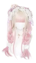 Pastel Pink Wig Con Bragas Para Niños Mujeres Larga B9p3d