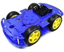 Kit Chassi Duplo 4wd Rodas Robótica Carro Robô Arduino Azul