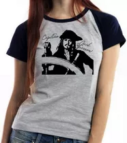 Blusa Baby Look Capitão Jack Sparrow Pirata Caribe Jony Deep