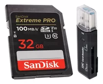 Cartão 32gb 100mbs Sandisk Extreme Pro 4k Uhd Com Leitor Usb