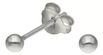 Aros Pelotitas Esferas Bolita 3 Mm Plata Ley 925 + Estuche