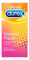 Durex Máximo Placer X 12 Condones Con Estrías Y Texturizado