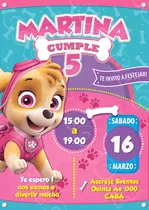 Invitacion Digital Cumpleaños Skye Paw Patrol Tarjeta