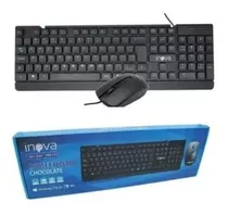 Kit Teclado E Mouse Com Fio Marca Inova Ou Lehmox- Preto